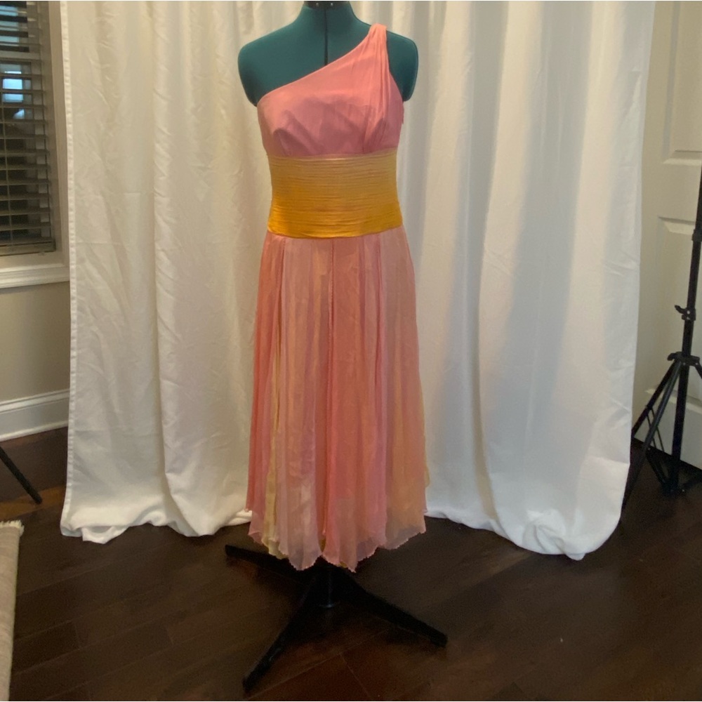 NWT Exotic Silk Dress, Asymmetrical, One Shoulder by Shelli Segal, Size 2